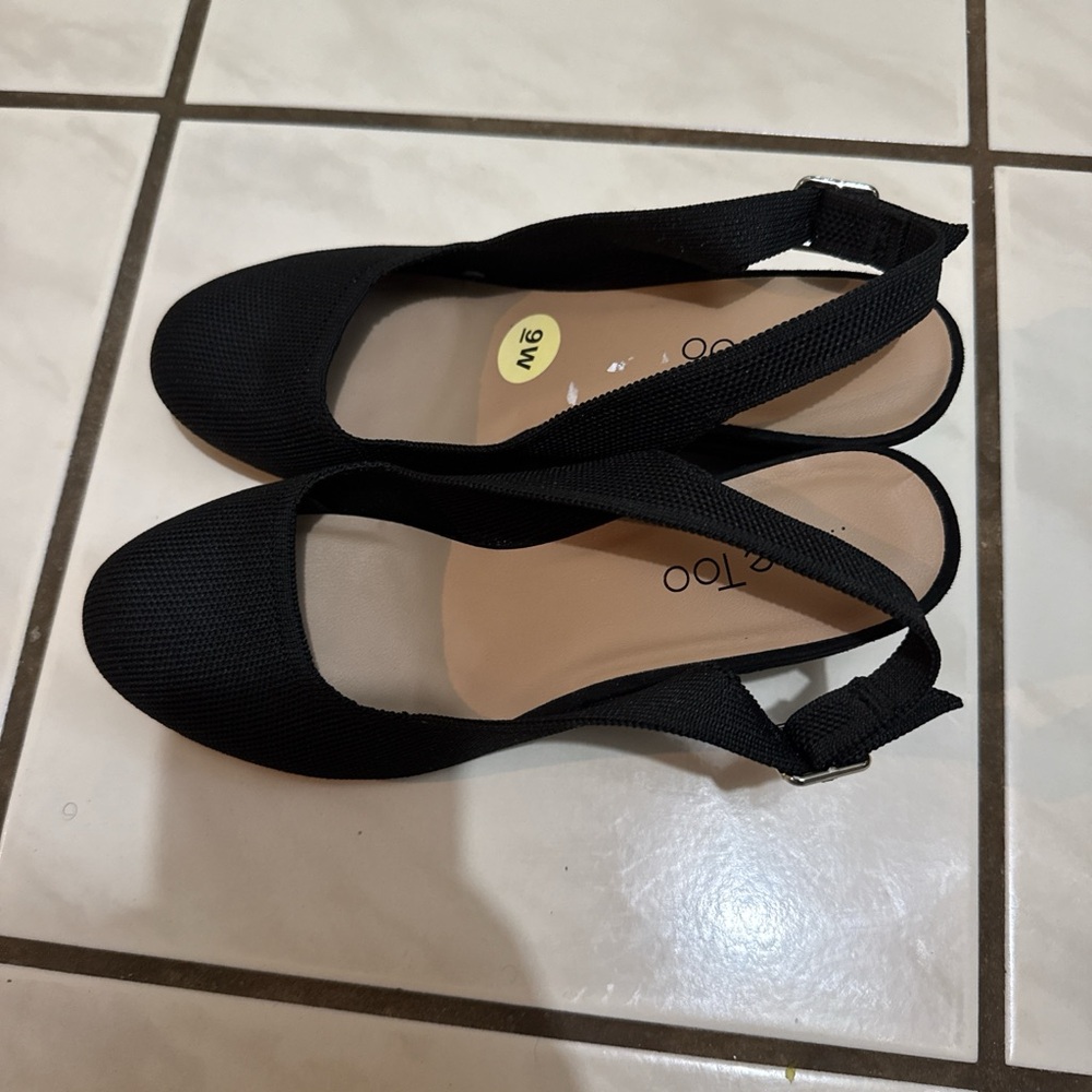me too Black Knit Slingback Flats